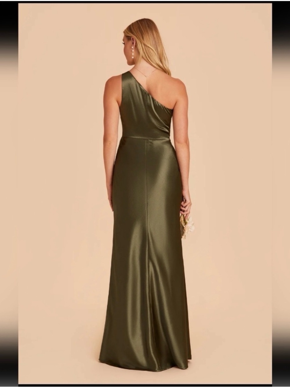 Birdy Grey Kira Silky Satin Dress Olive Green - Picture 2 of 3